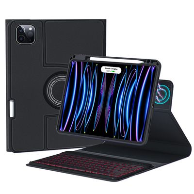 360 Rotatable iPad 10.2 7th 8th 9th Gen /Air3 Pro10.5 Keyboard case, 7-Color Backlight Detachable Transparent Back Cover Bluetooth Keyboard Built-in Pencil Holder (iPad 10.2''/10.5'', Black)