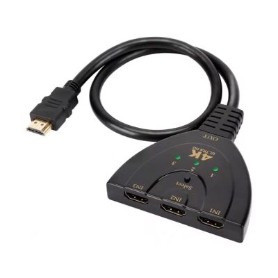 HDMI 3 in 1 Out, 4K HDMI Splitter 3 in 1 Out for HDTV, HDMI 3 Port Video er with Status Indicator, for DVD, STB, PC, DV, DLP Video Projector