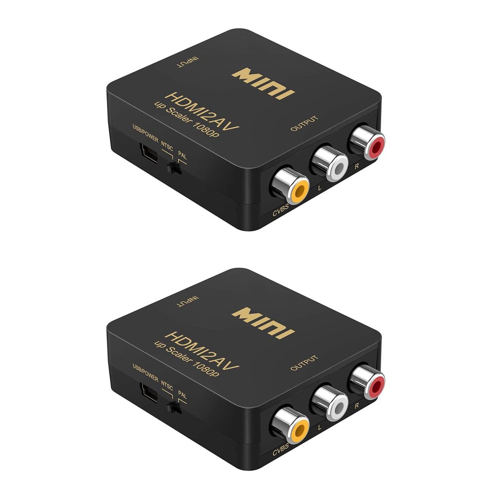 SagaSave 2X HDMI to AV Converter, 1080P Mini RCA Composite CVBS Video Audio Converter Adapter Supporting PAL/NTSC for TV/PC/ PS3/ STB/Xbox VHS/VCR/Blue-Ray DVD Players