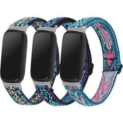 3PACKS Replacement Sport Bands Compatible with Fitbit Inspire 3 Band Nylon Elastic Quick Release Wristbands Breathable Straps Stretchy Loop Bracelet for Fitbit Inspire 3 Fitness Tracker Women Men