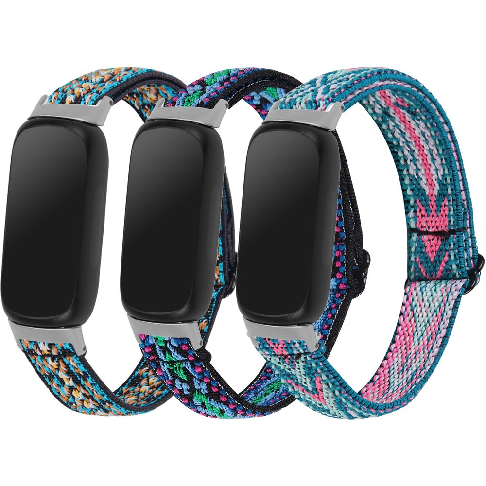 3PACKS Replacement Sport Bands Compatible with Fitbit Inspire 3 Band Nylon Elastic Quick Release Wristbands Breathable Straps Stretchy Loop Bracelet for Fitbit Inspire 3 Fitness Tracker Women Men