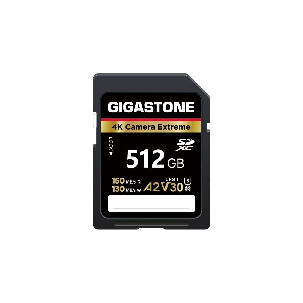 5-Years Data Recovery GIGASTONE 512GB SD Card, 4K Camera Extreme, A2 V30 U3 C10 SDXC Memory Card High Speed, Compatible with Canon Kodak Olympus Digital Camera