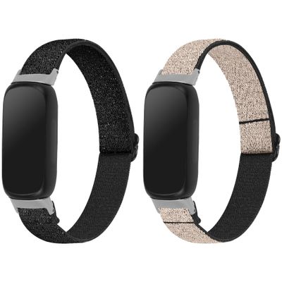 2PACKS Compatible with Fitbit Inspire 3 Band Elastic Breathable Nylon Quick Release Wristbands Replacement Strap Stretchy Loop Sport Bands for Fitbit Inspire 3 Women Men