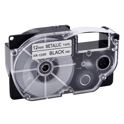 NineLeaf 20 Pack Compatible for XR-12SR XR12SR XR-12SR2S XR12SR2S 12mm 1/2'' Black on Silver Label Tape LT for EZ Label Printer KL-7000 KL-7200 KL-7400 KL-8100