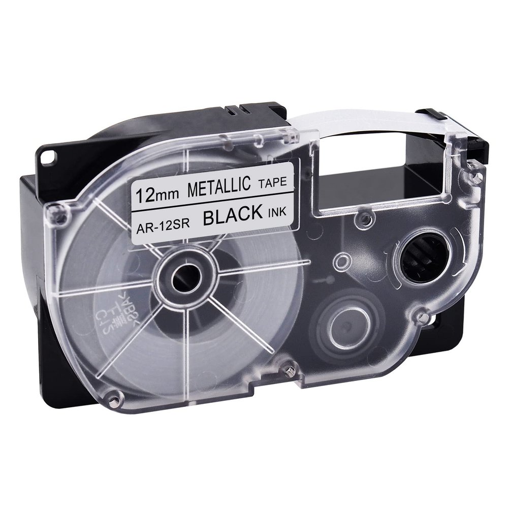 NineLeaf 20 Pack Compatible for XR-12SR XR12SR XR-12SR2S XR12SR2S 12mm 1/2'' Black on Silver Label Tape LT for EZ Label Printer KL-7000 KL-7200 KL-7400 KL-8100