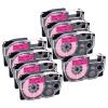 NineLeaf 8 Pack Compatible for XR-12FPK 12mm 1/2'' Black on Fluo Pink Label Tape LT for EZ Label Printer KL-820 KL-P1000 KL-1500 KL-2000 view 1