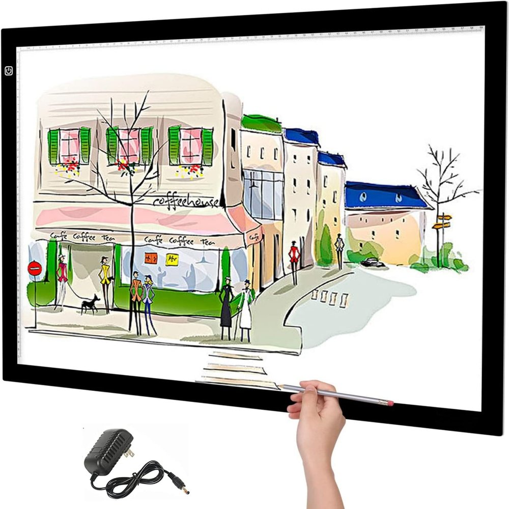 GLDDFDG LED Light Box Light Pad Ultra Thin Adjustable Brightness Touch Dimmer Button Light Pad Copy Board, for Artists Designing, Animation, Sketching, Stenciling X-Ray Viewing,A0