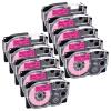 NineLeaf 10 Pack Compatible for XR-12FPK 12mm 1/2'' Black on Fluo Pink Label Tape LT for EZ Label Printer KL-1500 KL-2000 KL-7000 KL-7200 view 1