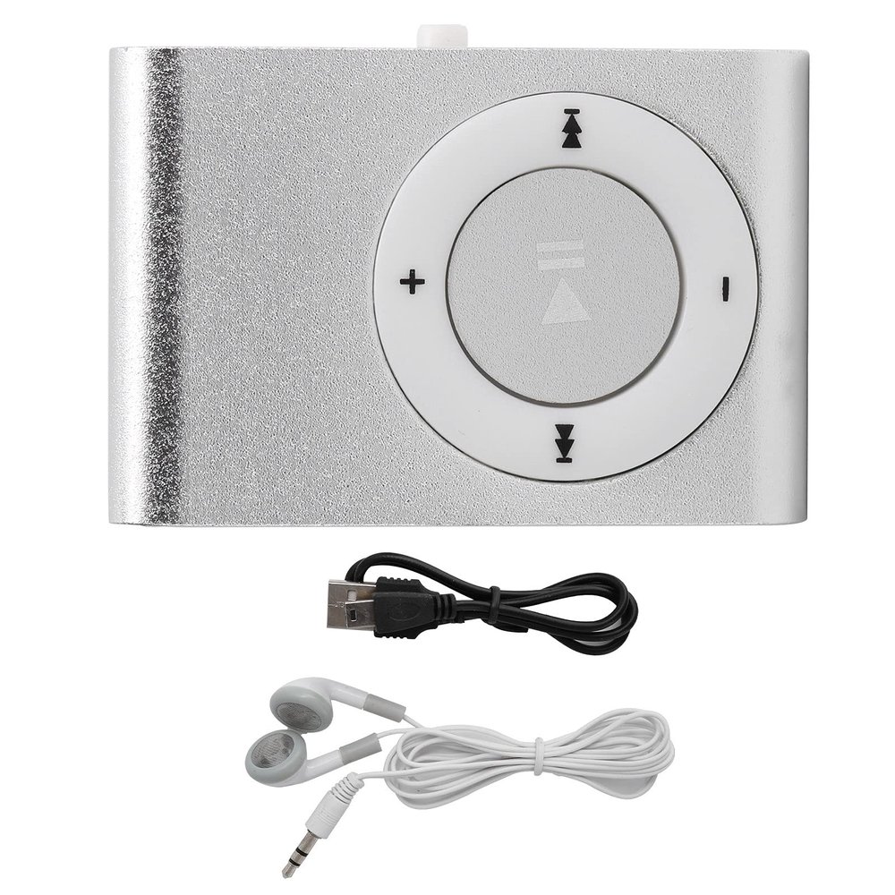 plplaaoo MP3 Player,Portable Digital Music Media Player, Mini MP3 BackClip Player with Earphone and USB Cable for Walking Running Light and Portable(Silver)