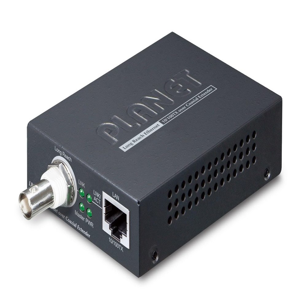 Planet 1-Port 10/100TX Ethernet Over Coaxial Long Reach Ethernet, W127112209 (Coaxial Long Reach Ethernet Extender(Up to 2000 Meters coaxial Cable, Master/Slave Mode DIP Switch)), LRE-101C