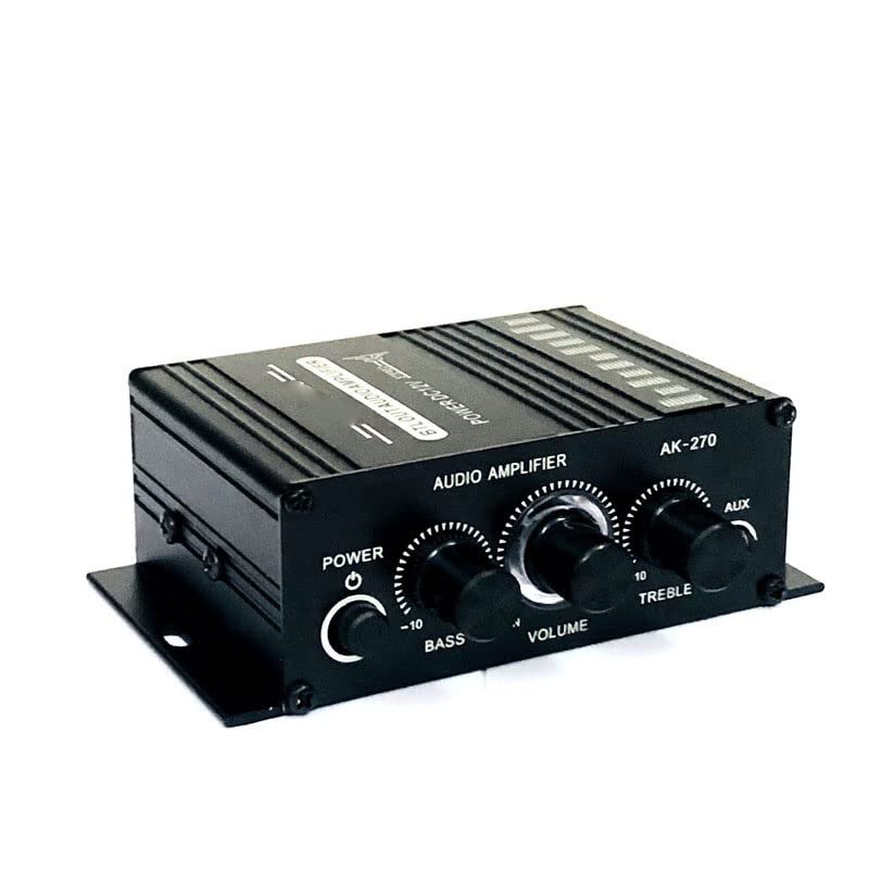 AK270 Mini Stereo Amplifier, 2 Channel Home Audio Power Amplifier System, Mixer Sound Stereo Amp Receiver for Car Home Speakers Singing Guitar and so on