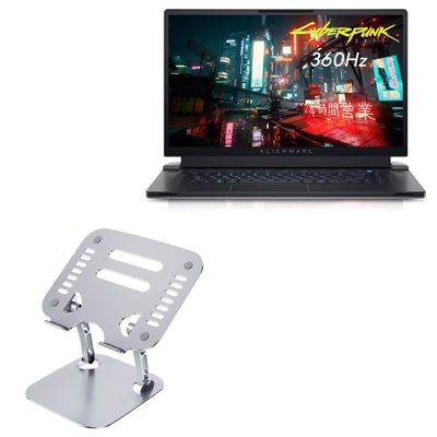 BoxWave Stand and Mount Compatible with Alienware X17 R2 VR Ready Gaming Laptop (17.3 in) - Executive VersaView Laptop Stand, Ergonomic Adjustable Viewing Angle Metallic Riser - Metallic Silver