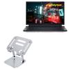 BoxWave Stand and Mount Compatible with Alienware X17 R2 VR Ready Gaming Laptop (17.3 in) - Executive VersaView Laptop Stand, Ergonomic Adjustable Viewing Angle Metallic Riser - Metallic Silver view 1