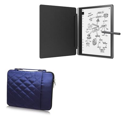 BoxWave Case Compatible with Lenovo Smart Paper (ZAC0) - Quilted Carrying Bag, Soft Synthetic Leather Cover w/Diamond Design - Navy