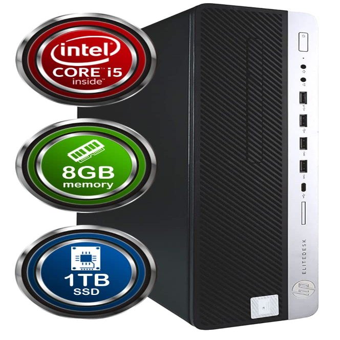 HP EliteDesk 800G4 Desktop Computer | Hexa Core Intel i5 (3.2) | 8GB DDR4 RAM | 1TB SSD Solid State | Windows 11 | Home or Office PC (Renewed)