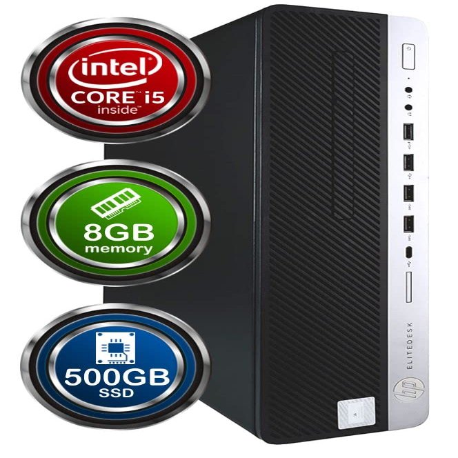 HP EliteDesk 800G4 Desktop Computer | Hexa Core Intel i5 (3.2) | 8GB DDR4 RAM | 500GB SSD Solid State | Windows 11 | Home or Office PC (Renewed)