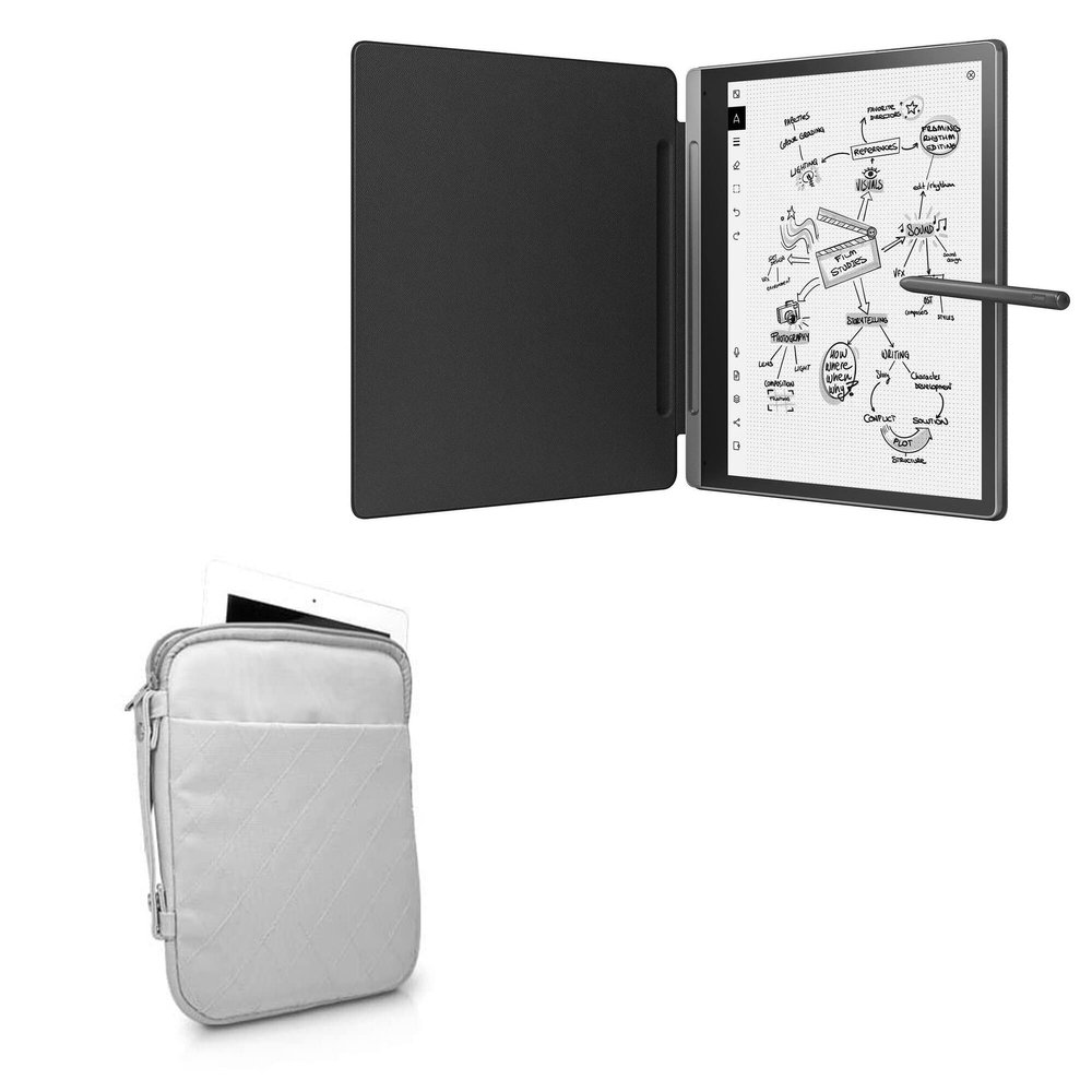 BoxWave Case Compatible with Lenovo Smart Paper (ZAC0) - Quilted Carrying Bag, Soft Synthetic Leather Cover w/Diamond Design - Cool Grey