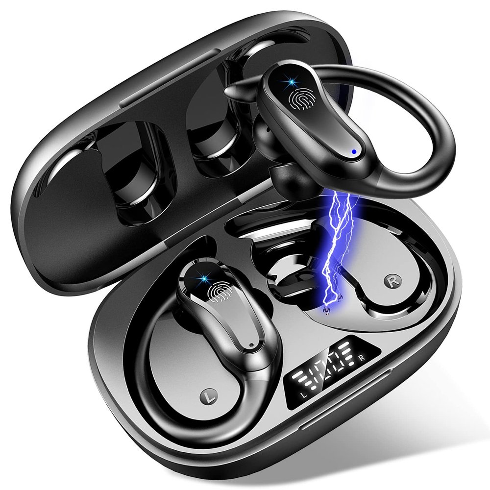 SGNICS for Doogee S89 Bluetooth 5.1 Headphones with Dual LED Digital Display 42Hrs Playtime, IP7 Waterproof Running Headphones with Earhooks & Mic