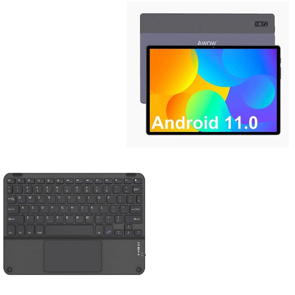 BoxWave Keyboard Compatible with AWOW Android 11 Tablets CreaPad_1009 (10.1 in) - SlimKeys Bluetooth Keyboard with Trackpad, Portable Slim TouchPad - Jet Black