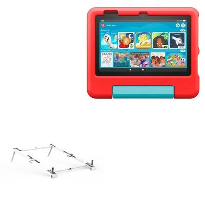 BoxWave Stand and Mount Compatible with Amazon Fire 7 Kids (12th Gen 2022) - Pocket Aluminum Stand 3-in-1, Portable Multi Angle Viewing Riser - Metallic Silver