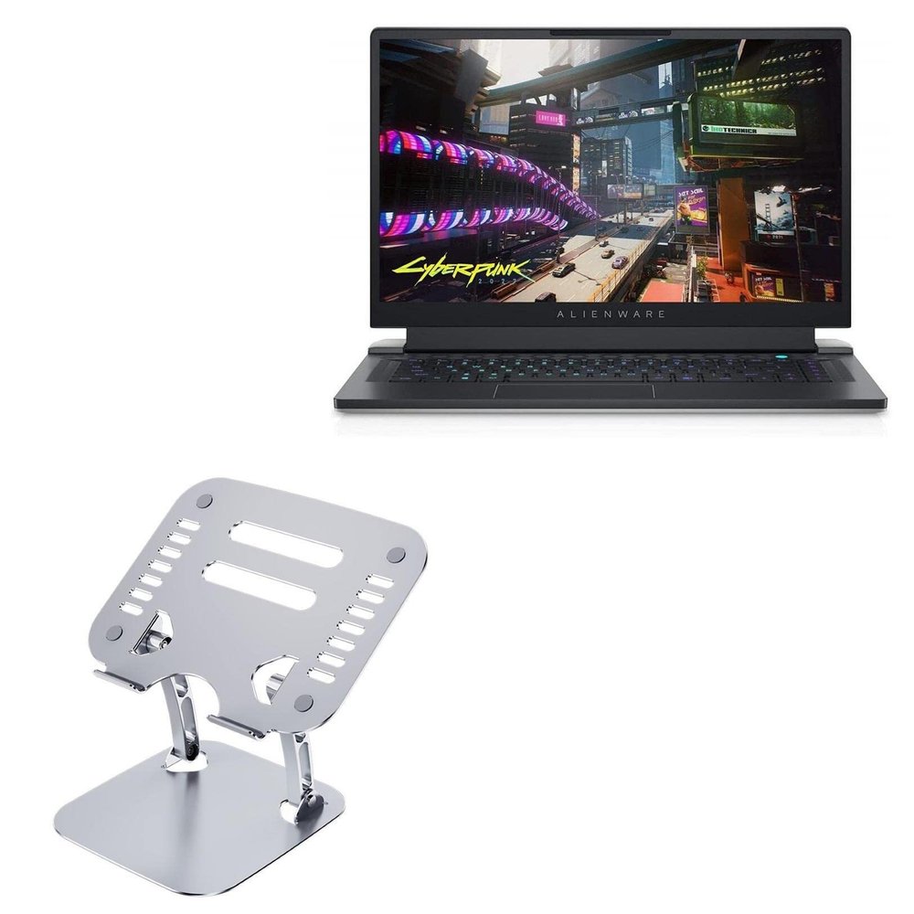 BoxWave Stand and Mount Compatible with Alienware X17 Ready Gaming Laptop AWX17R2-7341WHT-PUS (17.3 in) - Executive VersaView Laptop Stand, Ergonomic Adjustable Viewing Angle Metallic Riser
