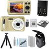 eDealz 16 MegaPixel Entry Camera Vlogging Kit with Flexible Tripod, SD Card Reader, 4 AAA Batteries & Charger, 6 Slot SD Card Holder, Lens Cleaning Kit and Hard Shell Case (Gold) view 1