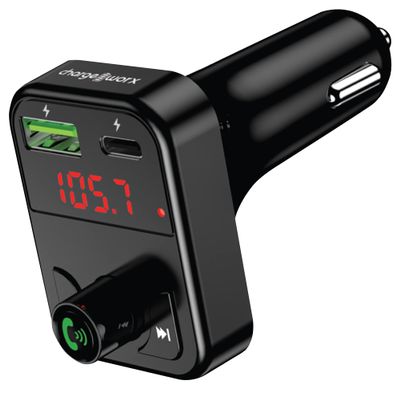 ChargeWorx FM Transmitter Bluetooth 5.0, Wireless Bluetooth Car Charger, Fast-Charging USB-C and USB Car Charger for Streaming Music, Hands-Free Phone-Call Mode, Dual-Charging Port, Bright LED Screen