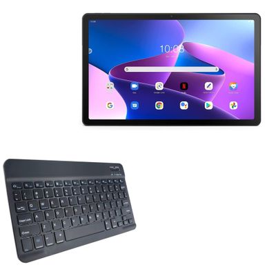 BoxWave Keyboard Compatible With Lenovo M10 Plus (3rd Gen) (10.6 in) - SlimKeys Bluetooth Keyboard, Portable Thin with Chiclet-Style Keys - Jet Black
