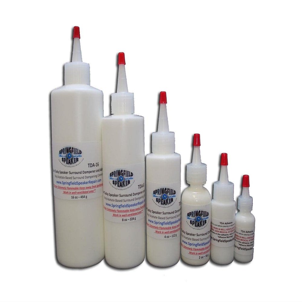 Pro-Grade White Tacky Speaker Repair Adhesive Glue (16 oz) - Dries Sticky and Milky in Color - for Sealing Cloth Speaker Surrounds