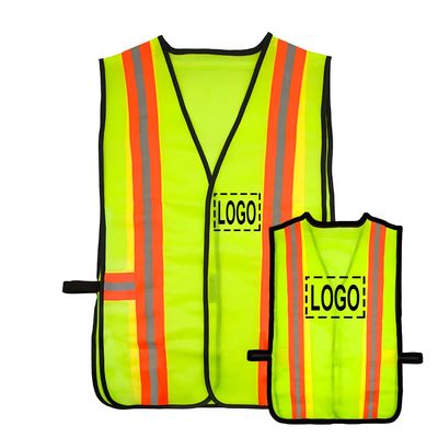TopTie Custom Your Logo Two-tone Bright Traffic Work Construction High Reflective Safety Vest-Neon Yellow