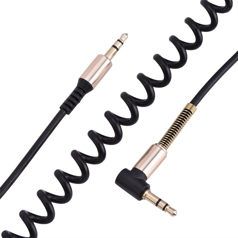 3.5mm Male to Male Audio Cable, 3.5mm Male to Male Spring Aux Cable L Shaped & I Shaped Retractable Cord Elbow Spring Expansion Audio Cable for Car Audio Earphone