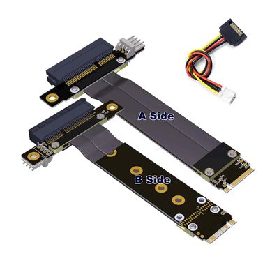 ADT-Link M.2 NVMe to PCI-Express x4 Turn Right Turn Left 4X to M.2 NVMe M Key 2280 Riser Card Gen3.0 Extender Line 32G/BPS (30cm, R42DF-DL)