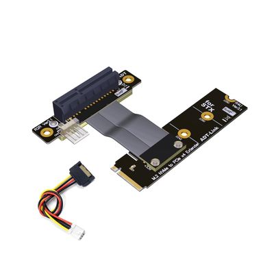 ADT-Link M.2 NVMe to PCI-Express x4 Turn Right Turn Left 4X to M.2 NVMe M Key 2280 Riser Card Gen3.0 Extender Line 32G/BPS (30cm, R42UR)