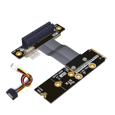 ADT-Link M.2 NVMe to PCI-Express x4 Turn Right Turn Left 4X to M.2 NVMe M Key 2280 Riser Card Gen3.0 Extender Line 32G/BPS (30cm, R42MR)