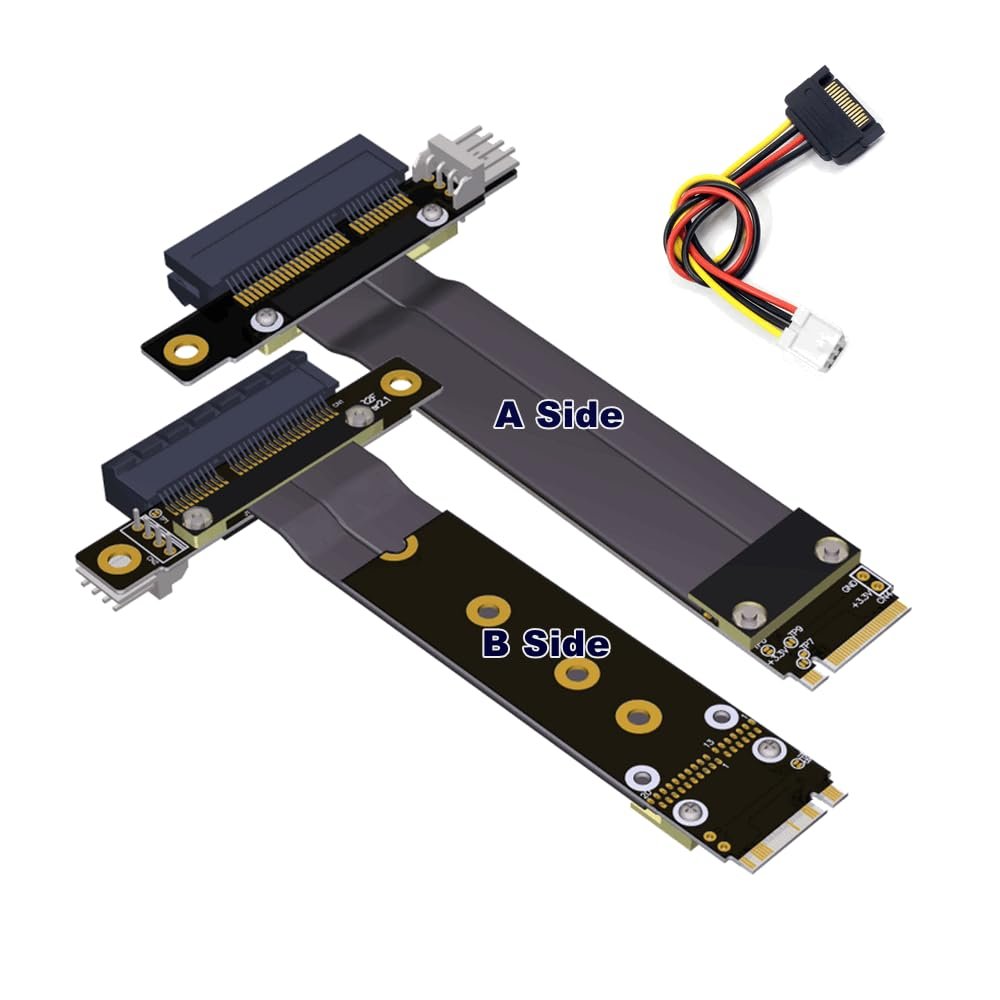 ADT-Link M.2 NVMe to PCI-Express x4 Turn Right Turn Left 4X to M.2 NVMe M Key 2280 Riser Card Gen3.0 Extender Line 32G/BPS (15cm, R42DF-DL)
