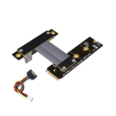 ADT-Link M.2 NVMe to PCI-Express x4 Turn Right Turn Left 4X to M.2 NVMe M Key 2280 Riser Card Gen3.0 Extender Line 32G/BPS (15cm, R42UL)