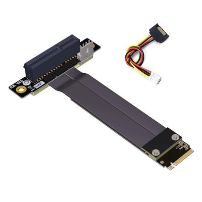 ADT-Link M.2 NVMe to PCI-Express x4 Turn Right Turn Left 4X to M.2 NVMe M Key 2280 Riser Card Gen3.0 Extender Line 32G/BPS (10cm, R42DL)