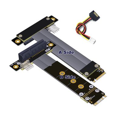 ADT-Link M.2 NVMe to PCI-Express x4 Turn Right Turn Left 4X to M.2 NVMe M Key 2280 Riser Card Gen3.0 Extender Line 32G/BPS (50cm, R42DR)