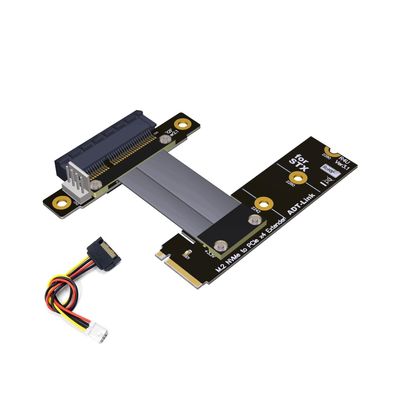 ADT-Link M.2 NVMe to PCI-Express x4 Turn Right Turn Left 4X to M.2 NVMe M Key 2280 Riser Card Gen3.0 Extender Line 32G/BPS (20cm, R42UF)