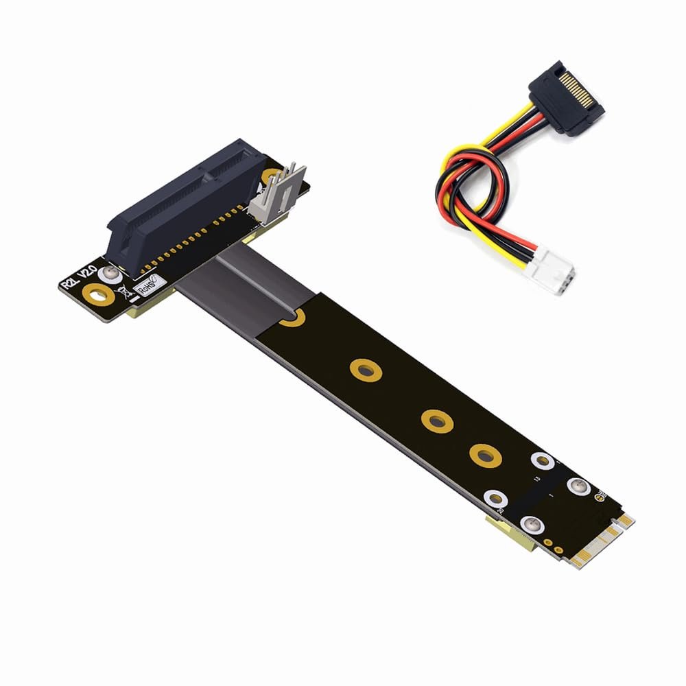 ADT-Link M.2 NVMe to PCI-Express x4 Turn Right Turn Left 4X to M.2 NVMe M Key 2280 Riser Card Gen3.0 Extender Line 32G/BPS (5cm, R42SL)