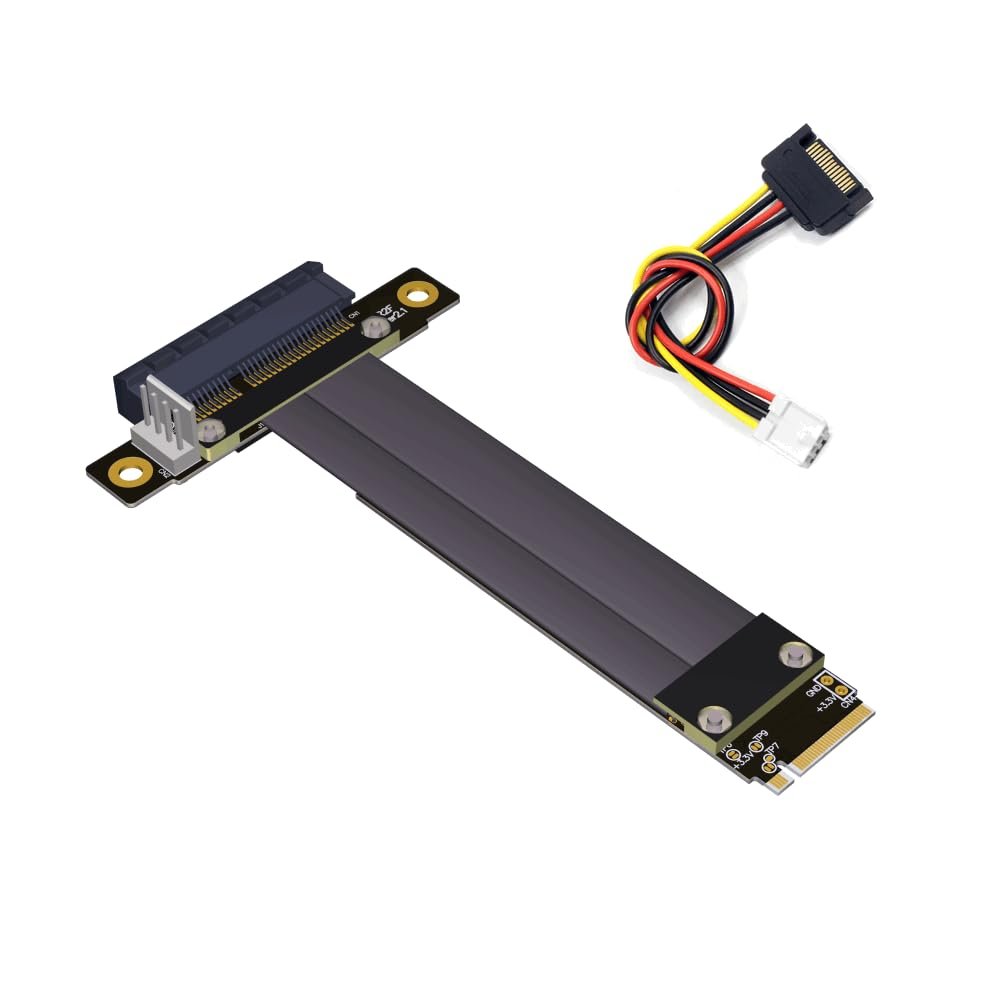 ADT-Link M.2 NVMe to PCI-Express x4 Turn Right Turn Left 4X to M.2 NVMe M Key 2280 Riser Card Gen3.0 Extender Line 32G/BPS (50cm, R42SF)