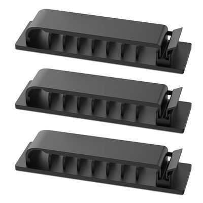 SEIWEI Self Adhesive Cable Clips with 8 Cord Slots for Computer TV USB Cables Wire Holder Organizer Cord Management for Home Office 3 Pack (Black)