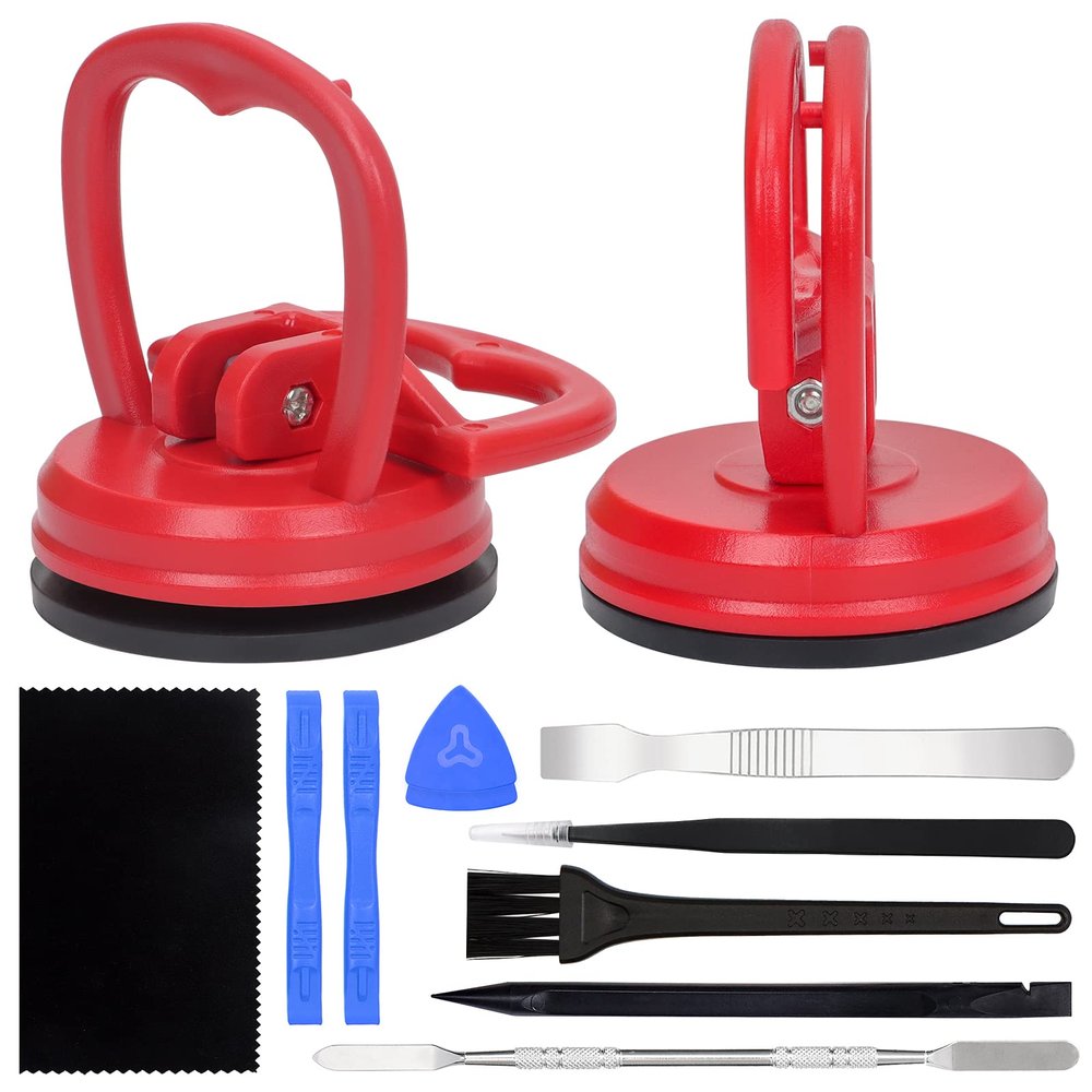 STREBITO Suction Cups Heavy-Duty 2 Pieces + Spudger Pry Tool Kit 12 Piece Opening Tool Bundle, Ultimate Toolkit for iMac, iPhone, MacBook, iPad, TV, Phone, Laptop, Computer, Tablet, LCD Screen Remover