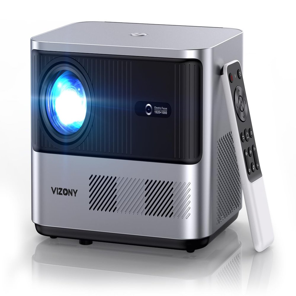 VIZONY FHD 1080P Projector 4K Support, 5G WiFi Bluetooth Projector, Outdoor Projector with Full-Sealed Engine/Electric Focus/4P4D/PPT/Zoom, Home Movie Projector Compatible w/iOS/Android/PC/TV