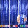 Crosize 3 Pack 3.3 x 9.9 ft Dark Blue Foil Fringe Backdrop Curtain, Streamer Backdrop Curtains, Streamers Birthday Party Decorations, Blue Tinsel Curtain for Parties, Galentines Decor, Baby Shower view 1