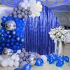 Crosize 3 Pack 3.3 x 9.9 ft Dark Blue Foil Fringe Backdrop Curtain, Streamer Backdrop Curtains, Streamers Birthday Party Decorations, Blue Tinsel Curtain for Parties, Galentines Decor, Baby Shower view 4