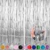 Crosize 2 Pack 3.3 x 9.9 ft Silver Foil Fringe Backdrop Curtain, Streamer Backdrop Curtains, Streamers Birthday Party Decorations, Tinsel Curtain for Parties, Photo Booth Backdrops, Party Dcor view 1
