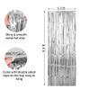 Crosize 2 Pack 3.3 x 9.9 ft Silver Foil Fringe Backdrop Curtain, Streamer Backdrop Curtains, Streamers Birthday Party Decorations, Tinsel Curtain for Parties, Photo Booth Backdrops, Party Dcor view 2
