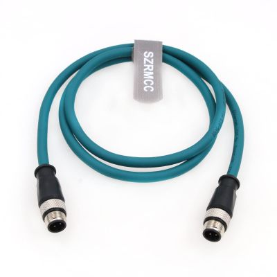 SZRMCC M12 D-Code 4 Pin Male to 4 Pin Male Ethernet Cable Cat5e High Flex Waterproof Network Cable for Industrial Camera Sensor Automation (5M,Blue)