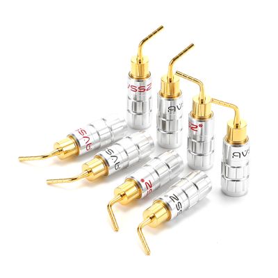 AVSSZ Metal Pin Shaped Speaker Banana Plug, for OD: 4.3mm Speaker Line Audio Power Amplifier, Home KTV Theater HiFi Main Speaker Central Connection Cable (Black and Red Logo Type Mixed (15PCS/Color))
